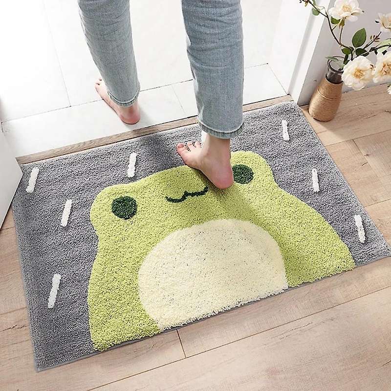 Frog and Bear Flocking Bath Mat Bath Rug for Bathtub Shower Room A