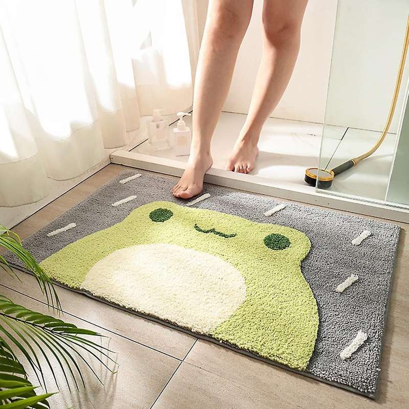 Frog and Bear Flocking Bath Mat Bath Rug for Bathtub Shower Room A