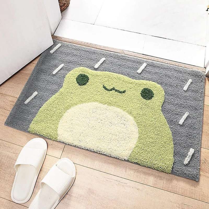 Frog and Bear Flocking Bath Mat Bath Rug for Bathtub Shower Room A