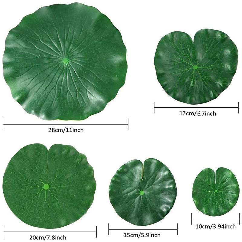 45 Pieces 5 Kinds Artificial Floating Foam Lotus Leaves Lily Pads