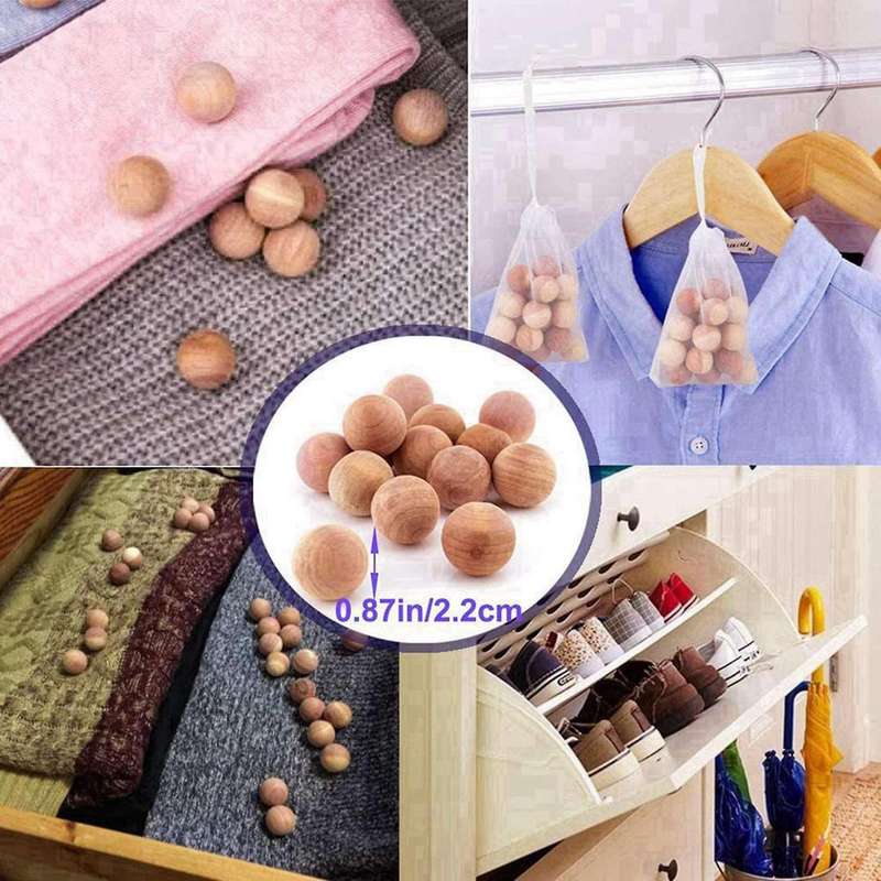 For Closets and Drawers Natural Cedar Balls 48pcs with 2 Satin Bags