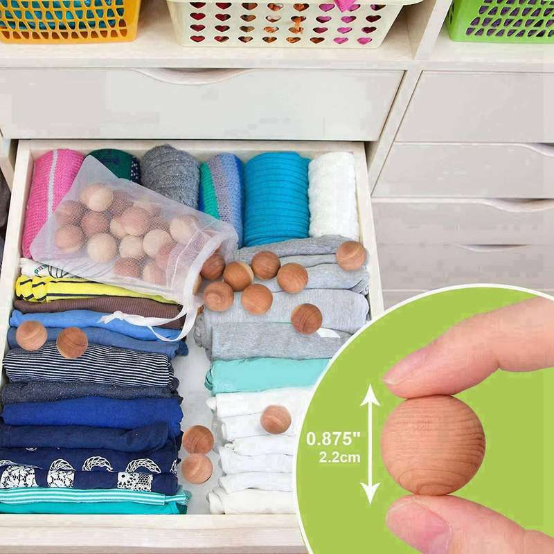 For Closets and Drawers Natural Cedar Balls 48pcs with 2 Satin Bags