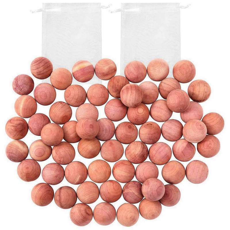 For Closets and Drawers Natural Cedar Balls 48pcs with 2 Satin Bags