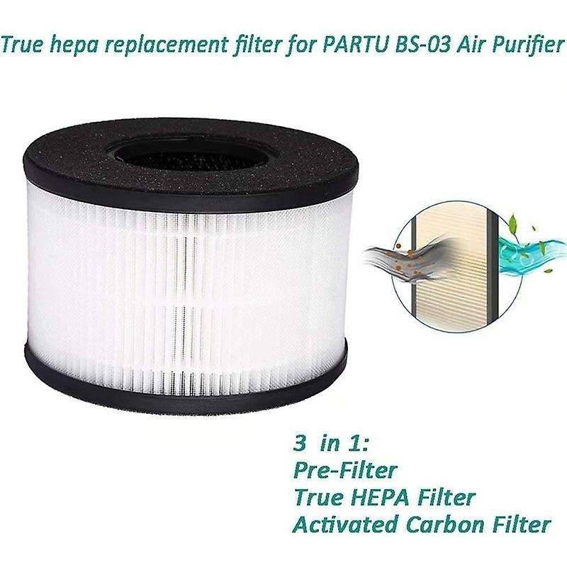 2 Pcs 3 In 1 True Hepa Filter Elements,for Partu Bs-03 Air Purifier