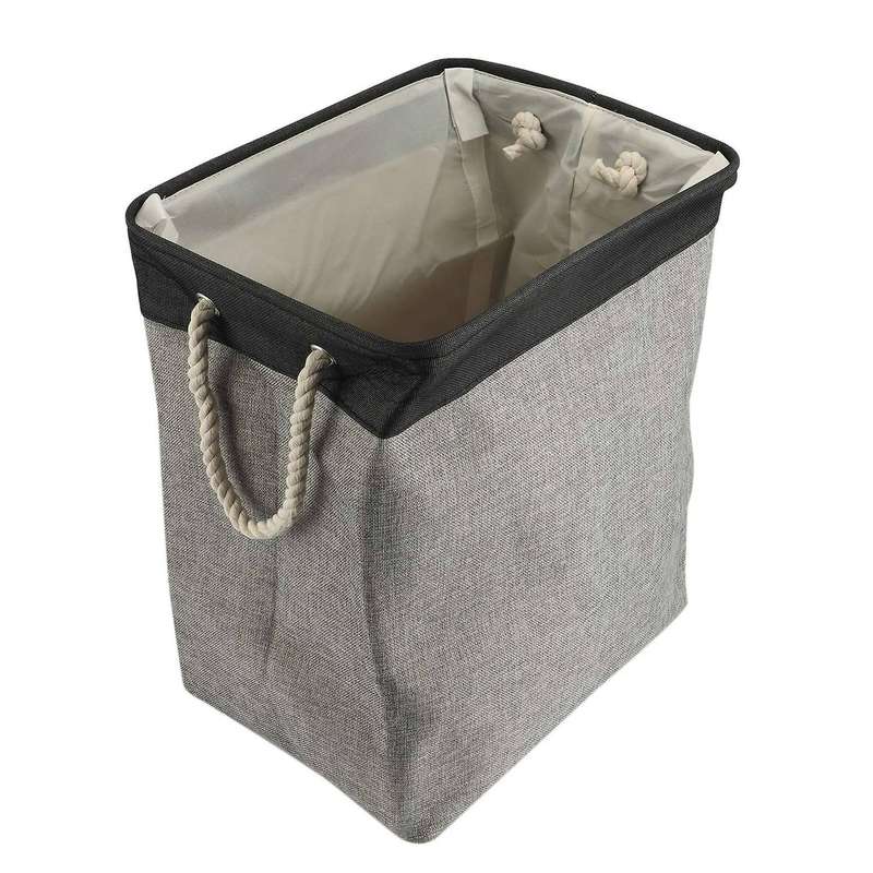 Cotton Linen Folding Laundry Hamper with Support Rod Laundry Basket