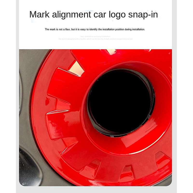 For Tesla Model Y Original 20inch Rim Wheel Center Hubcaps 4pcs Red