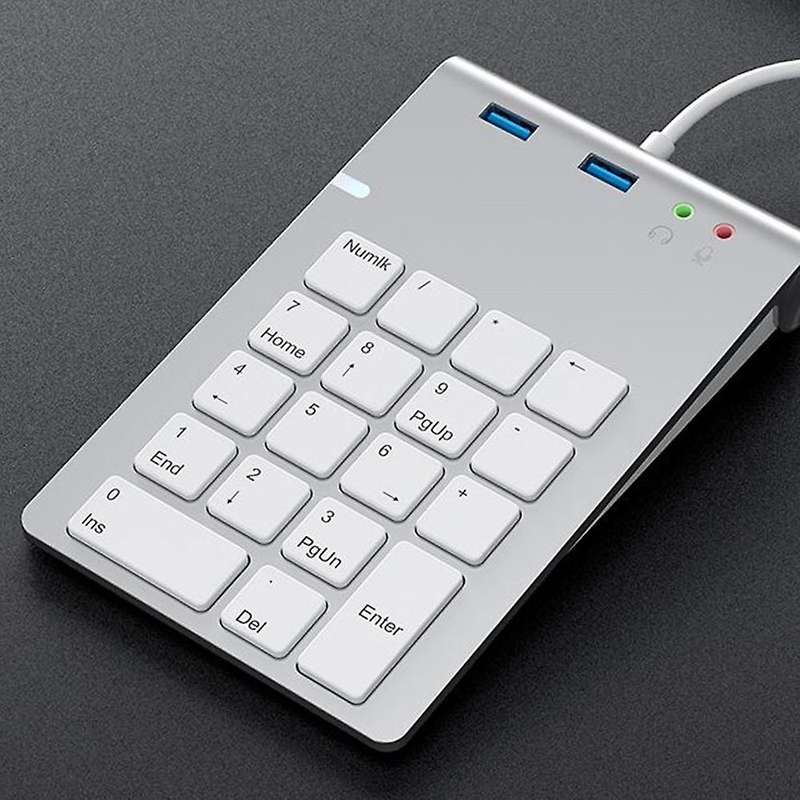 Usb Numeric Keypad 18 Keys with Usb 3.0 Port Hubs and Audio Adapter