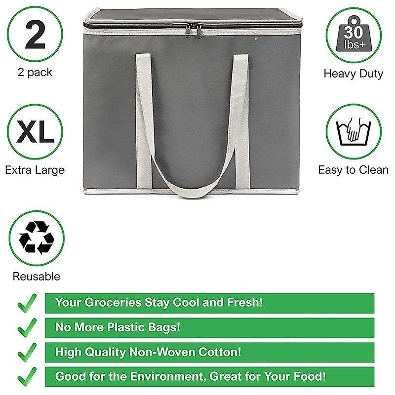 Reusable Heavy Duty Shopping Bag- Sturdy Zipper & Handles 2 Pack
