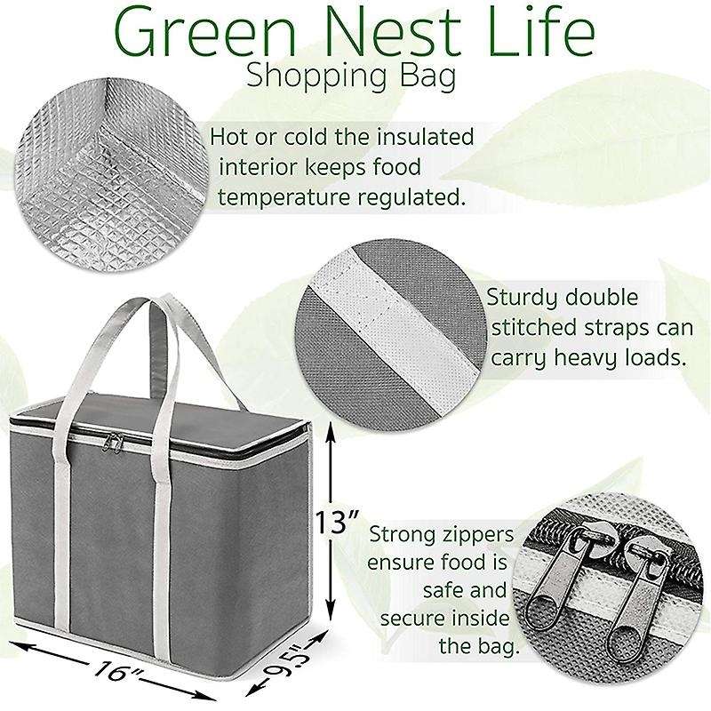 Reusable Heavy Duty Shopping Bag- Sturdy Zipper & Handles 2 Pack