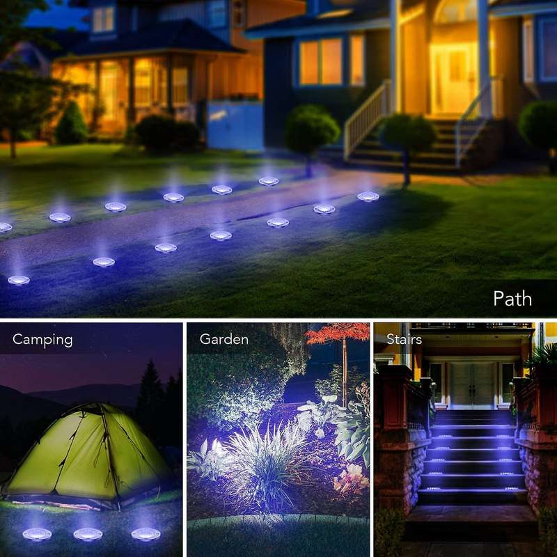Solar Lights 4 Pcs,16led Solar Powered Disk Lights(white Light )