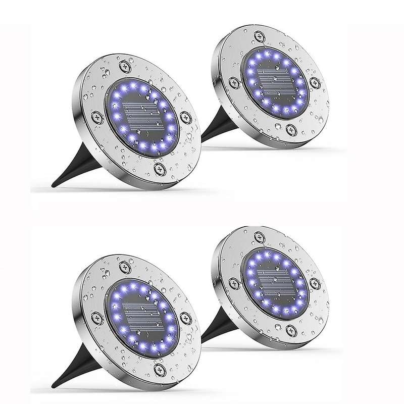 Solar Lights 4 Pcs,16led Solar Powered Disk Lights(white Light )