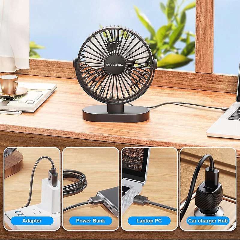 Small Usb Desk Fan 3 Speeds Portable Personal Desktop Table Fan,a