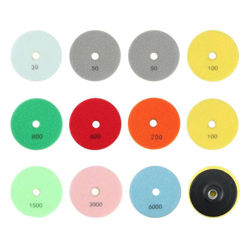 12pcs Abrasive Tools Wet Dry Diamond Polishing Pads Sanding Disc