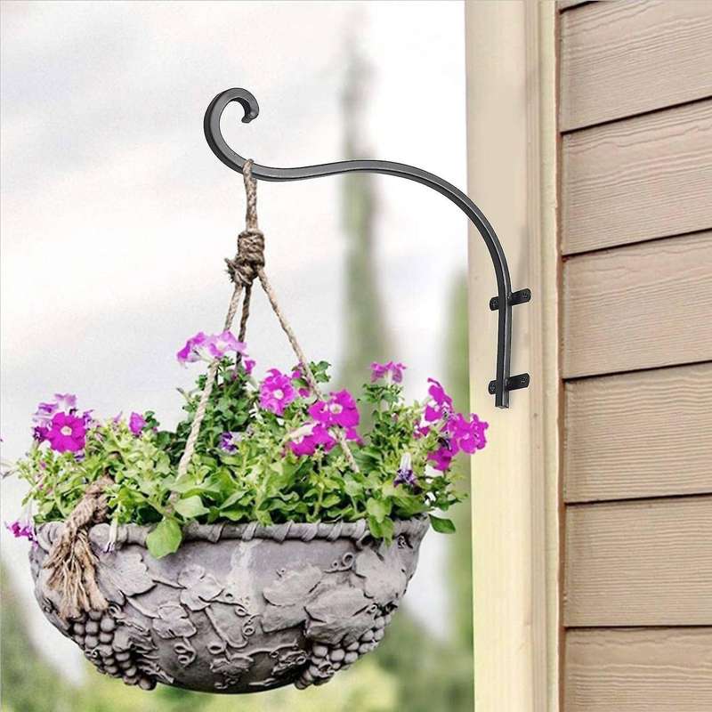 Plant Hangers Outdoor Hanging Plant Bracket (2pcs-12 Inches Black)
