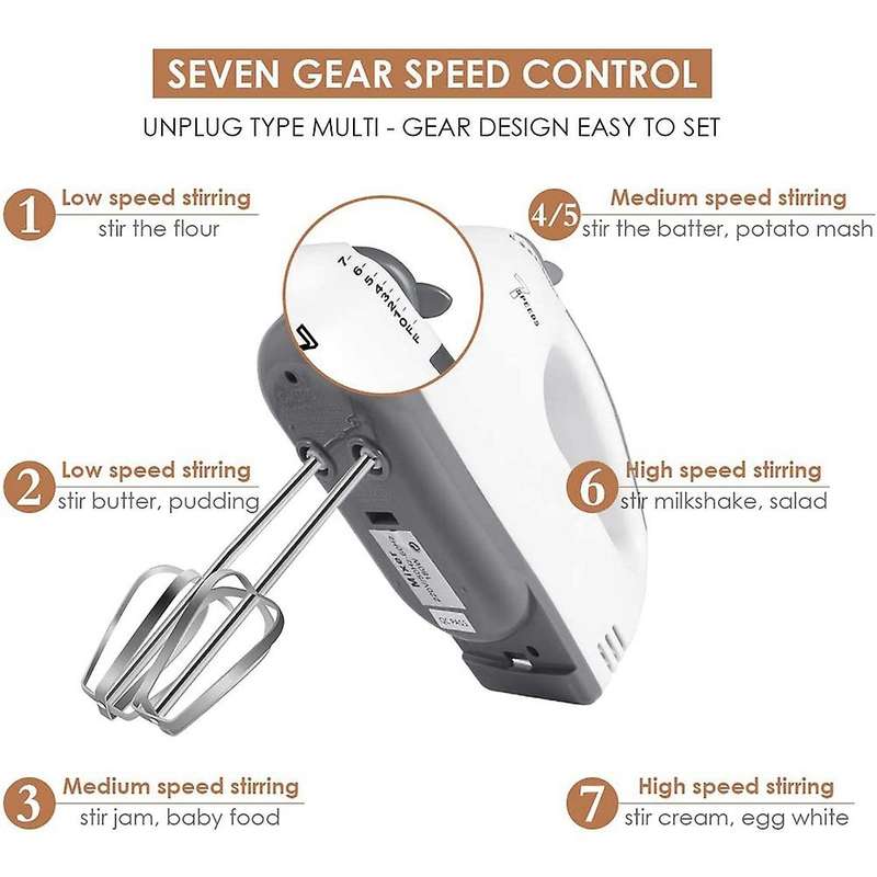 7 Speed Options Handheld Kitchen Whisk, Electric Beater Eu Plug