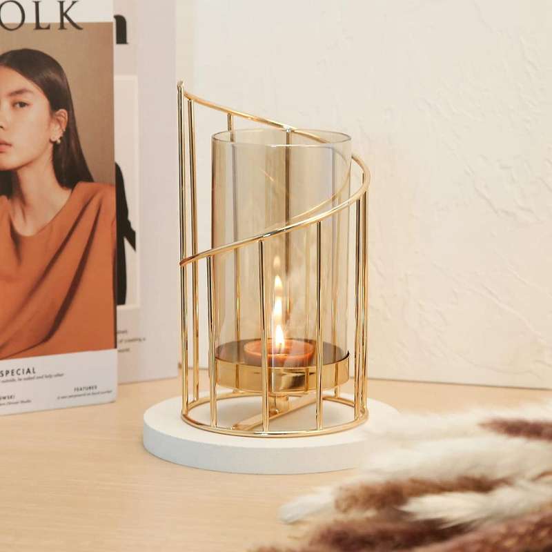 Candle Holder Pillar Candles Tea Light Holder Glass for Table L