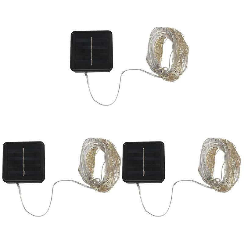 3x Solar String Lights, 10m 100led Outdoor String Lights(white)