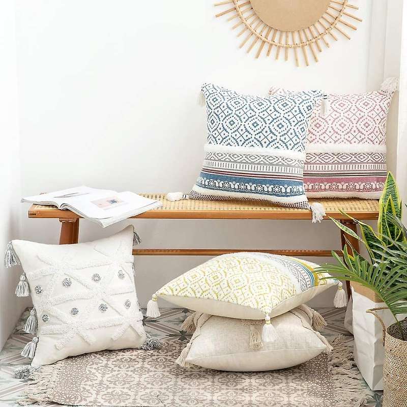 Boho Throw Pillow Covers Decorative Moroccan Pillowcase , Blue