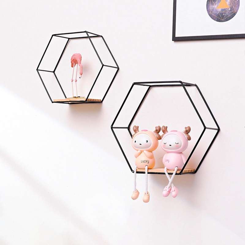 3pcs Hexagon Wall Shelves Hanging Shelves Floating Shelves,black
