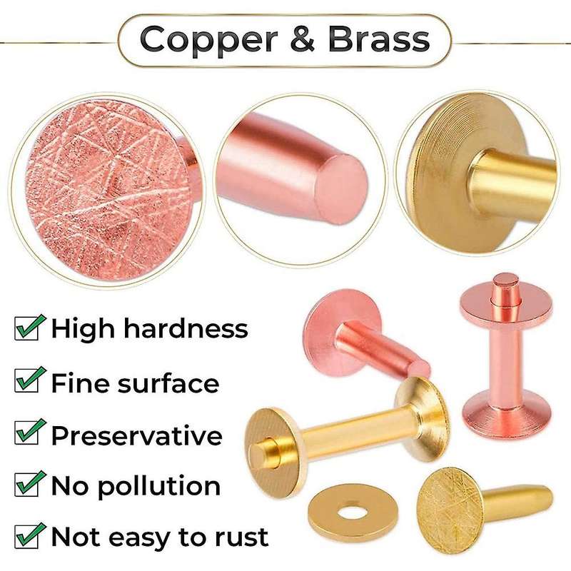 Copper Rivets for Leather, with Burrs,for Making Fasteners Kit