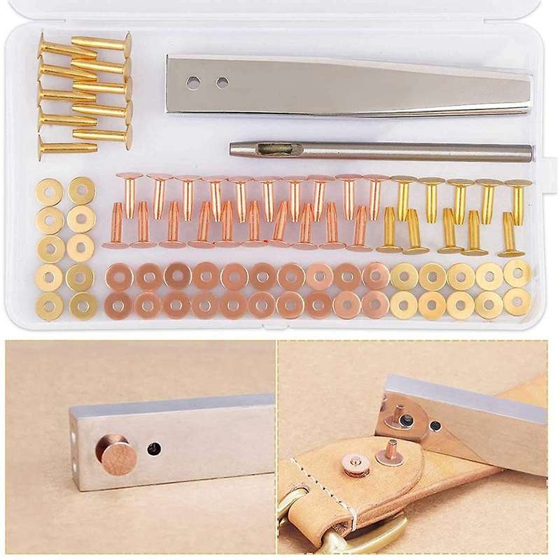 Copper Rivets for Leather, with Burrs,for Making Fasteners Kit