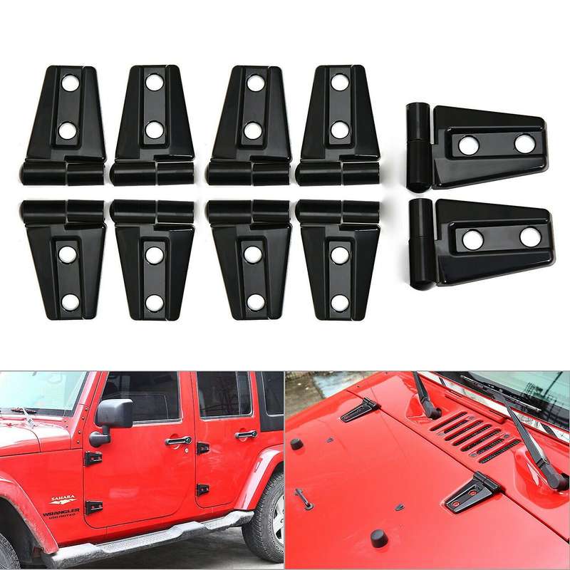 10x Hood & Door Hinge Cover for 2007-2017 Jeep Wrangler Jk Jku Car