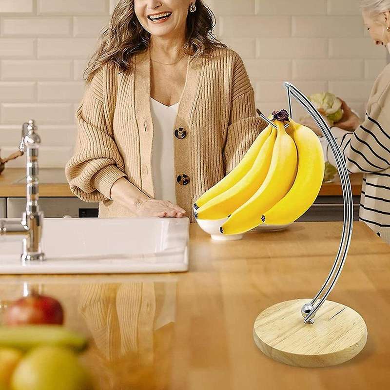 Banana Holder Stand, Modern Banana Hanger Tree with Metal Hook & Base