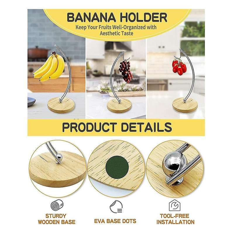 Banana Holder Stand, Modern Banana Hanger Tree with Metal Hook & Base