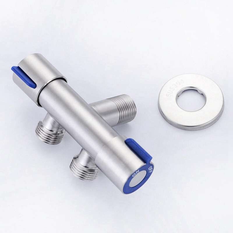 2x G1/2 X 1/2 Stainless Steel One Into Two Double Handle Cold Faucet