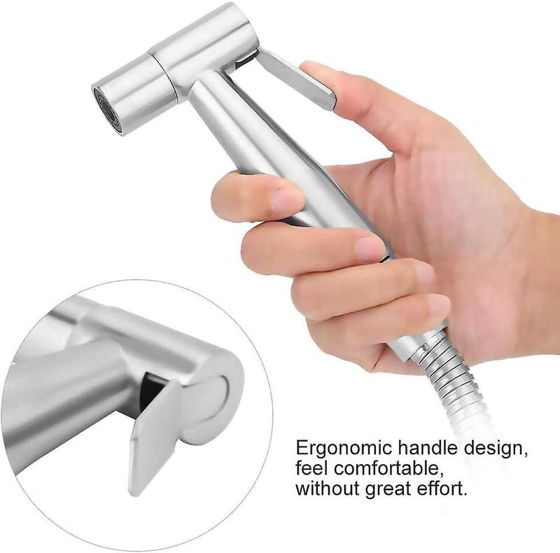 Toilet Faucet Set Stainless Steel Sprayer Head with Hose Bracket