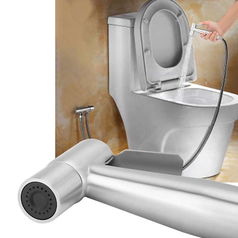 Toilet Faucet Set Stainless Steel Sprayer Head with Hose Bracket