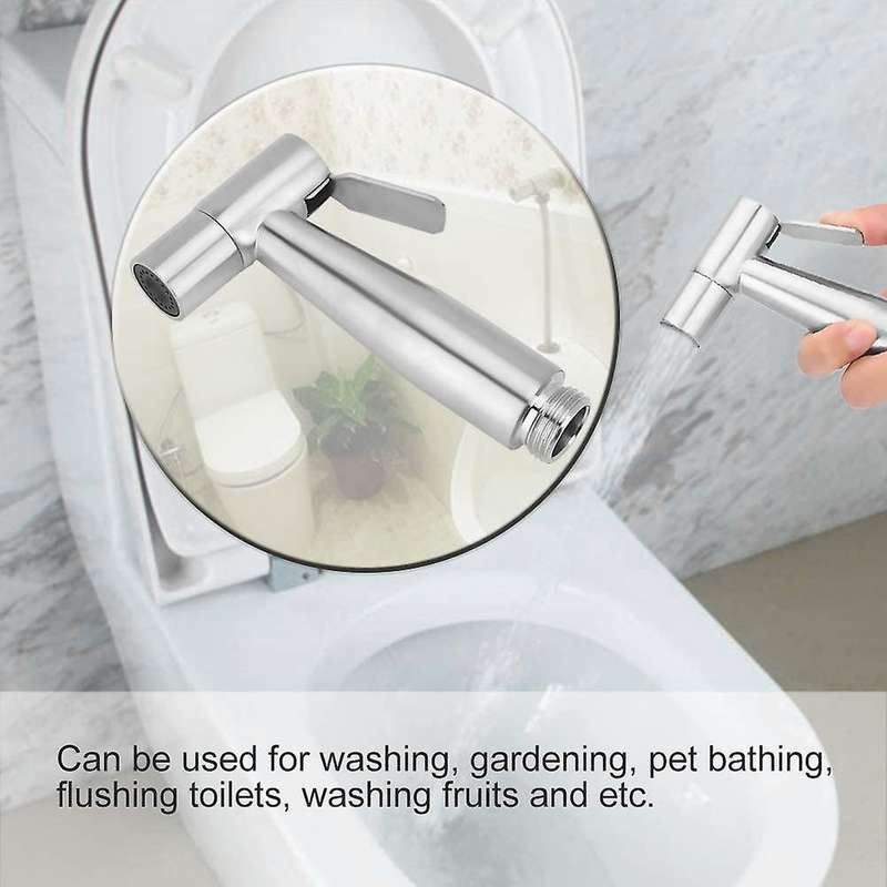 Toilet Faucet Set Stainless Steel Sprayer Head with Hose Bracket