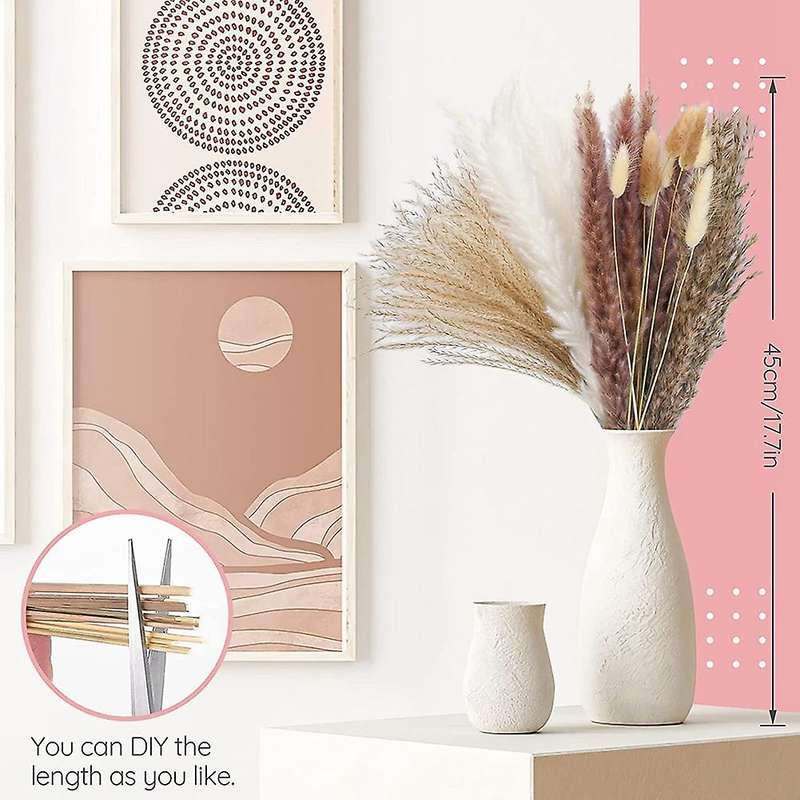 Natural Dried Pampas Grass Bouquet, 74pcs Dried Pompous Grass Decor