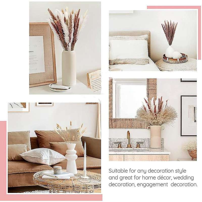 Natural Dried Pampas Grass Bouquet, 74pcs Dried Pompous Grass Decor