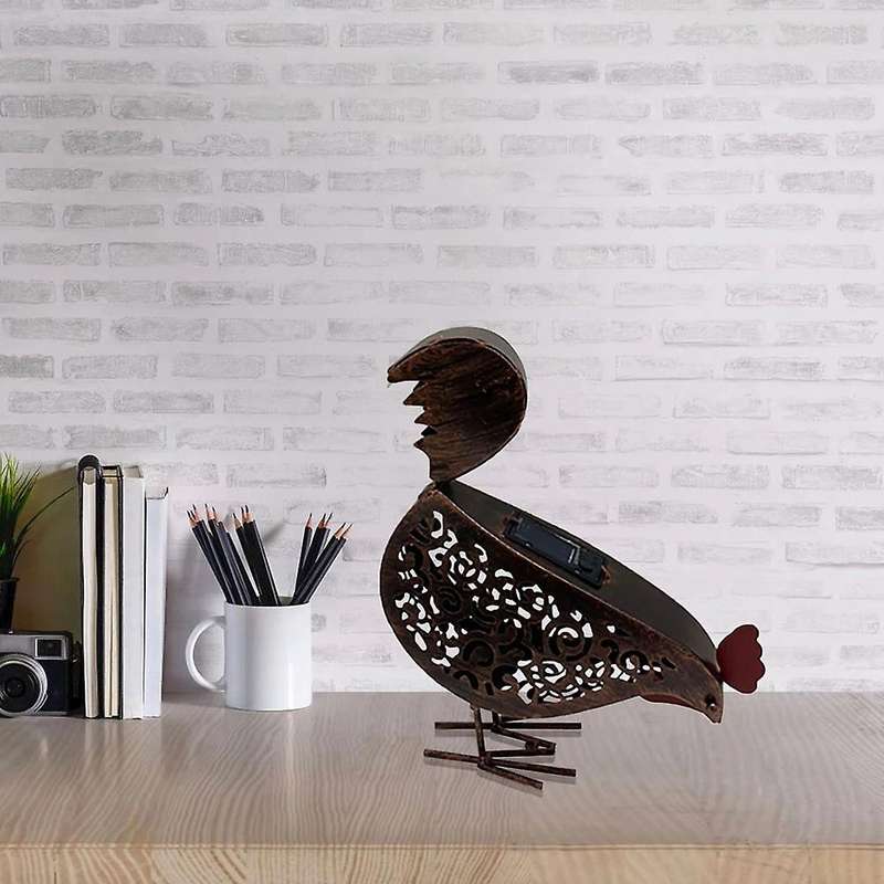 Iron Solar Chicken Lanterns Retro Hollow Solar Lights with Handle-a