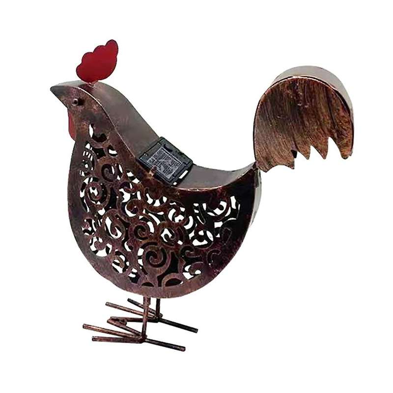 Iron Solar Chicken Lanterns Retro Hollow Solar Lights with Handle-a