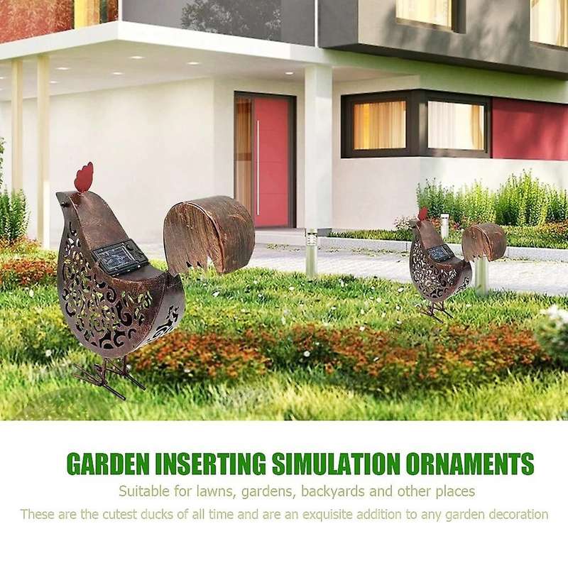 Iron Solar Chicken Lanterns Retro Hollow Solar Lights with Handle-a