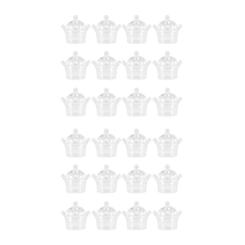 12 Pcs Candy Boxes Plastic Mini Dome with Crown Design Transparent