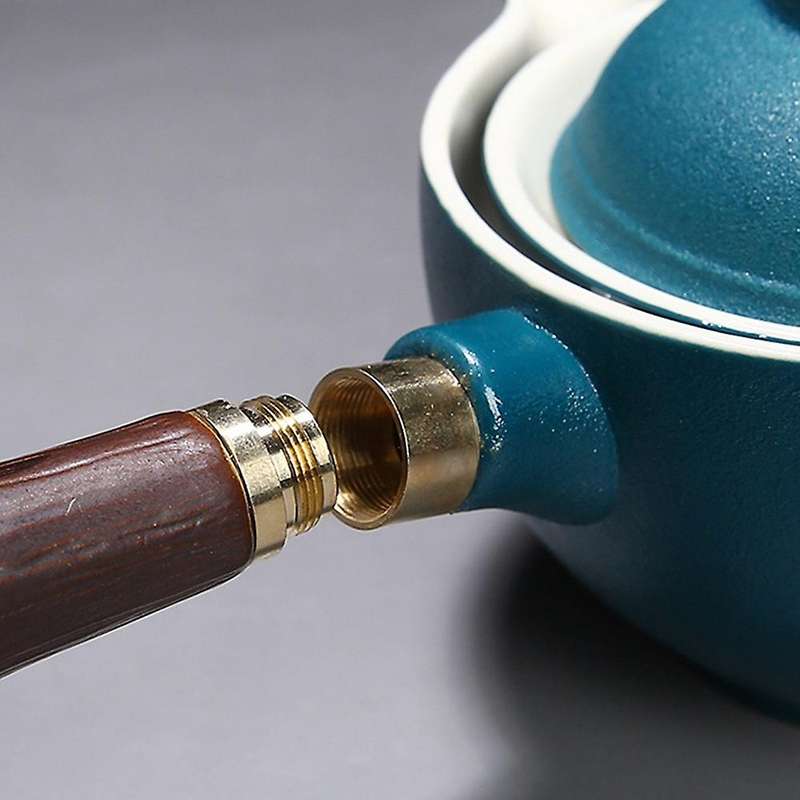 Ceramic Teapot with Wooden Handle Side-handle Pot Household Teaware 5