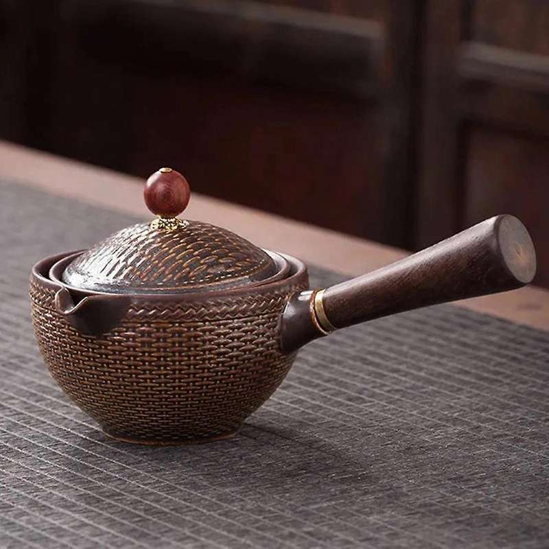 Ceramic Teapot with Wooden Handle Side-handle Pot Household Teaware 5