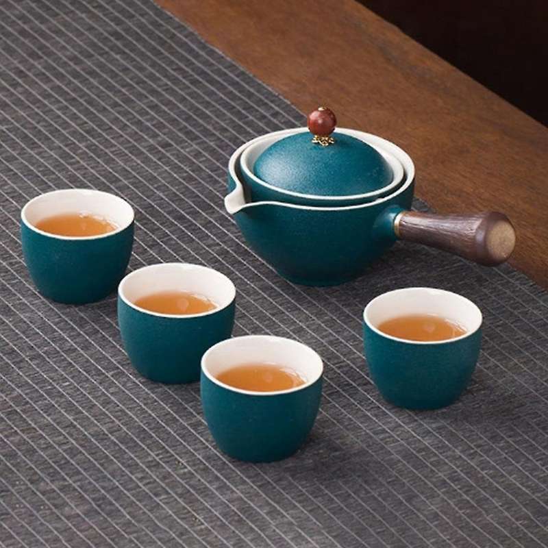 Ceramic Teapot with Wooden Handle Side-handle Pot Household Teaware 5