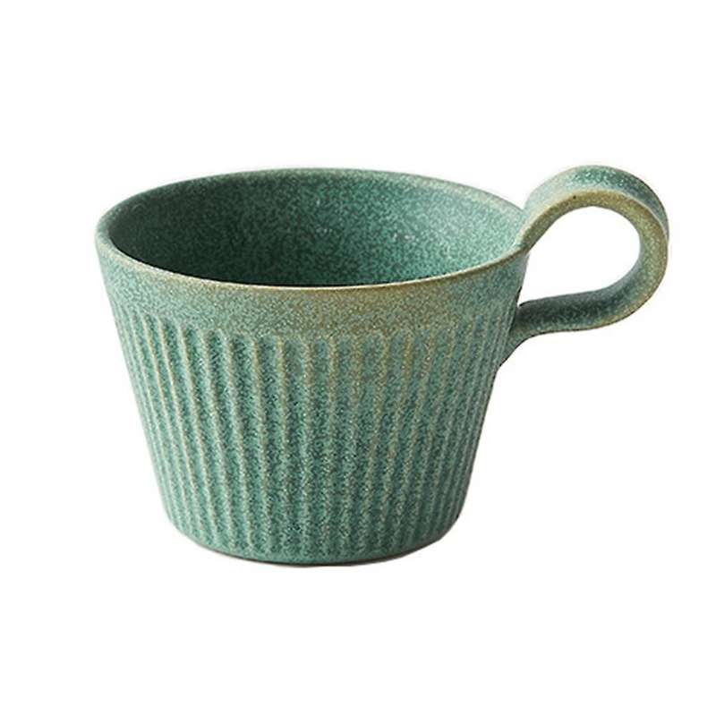 Stoneware Coffee Cup Handmade Japanese Retro Cup for Friends(green)
