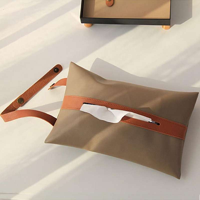 Hanging Armrest Box Leather Tissue Bag Hangable Paper Bag