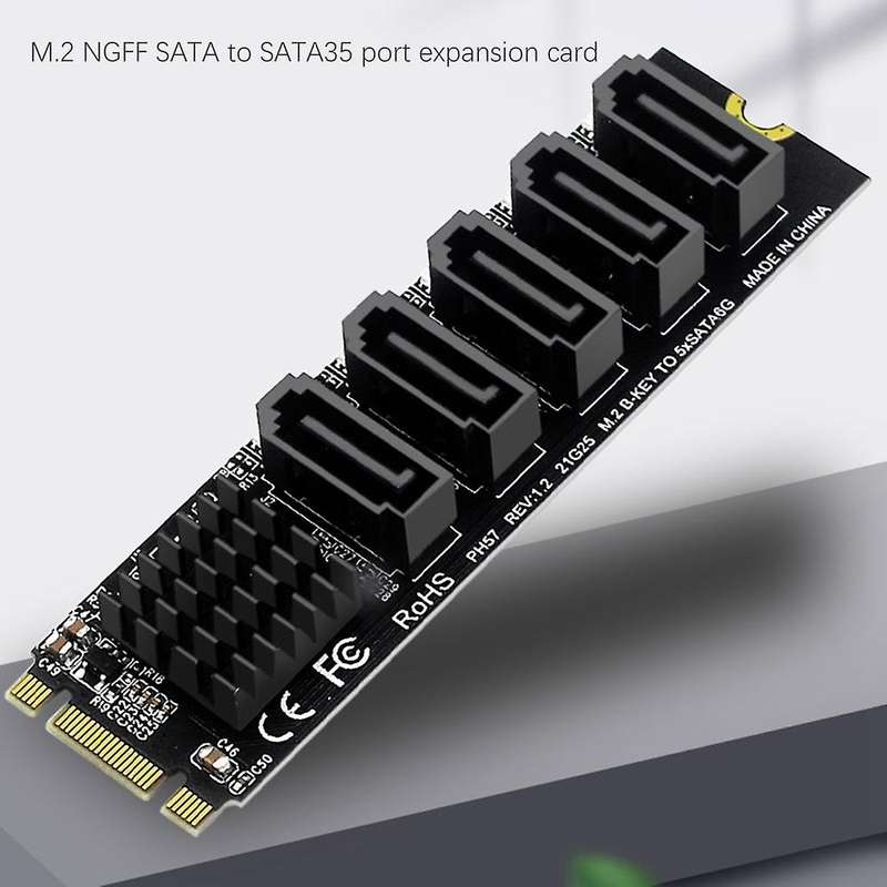 M.2 Ngff B-key Sata to Sata 3 5 Port 6gbps Expansion Card Jmb585