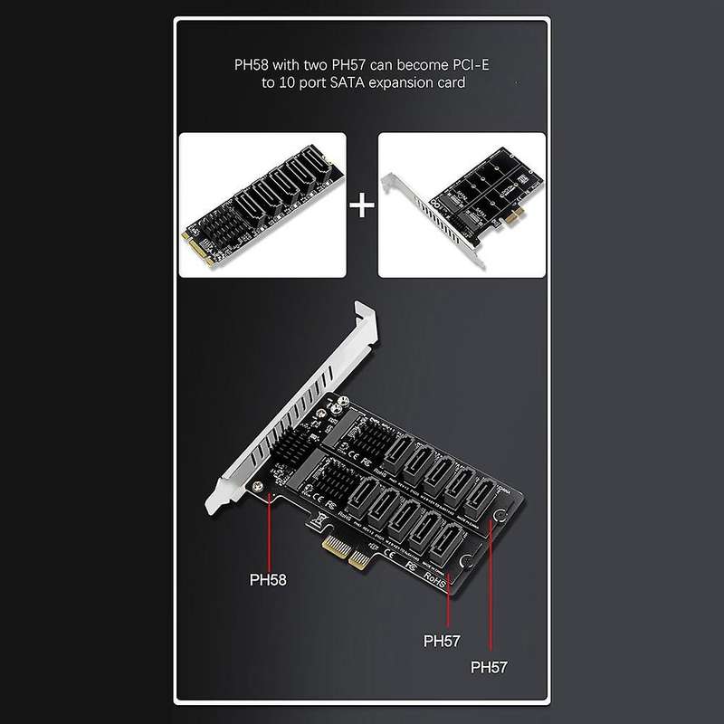 M.2 Ngff B-key Sata to Sata 3 5 Port 6gbps Expansion Card Jmb585
