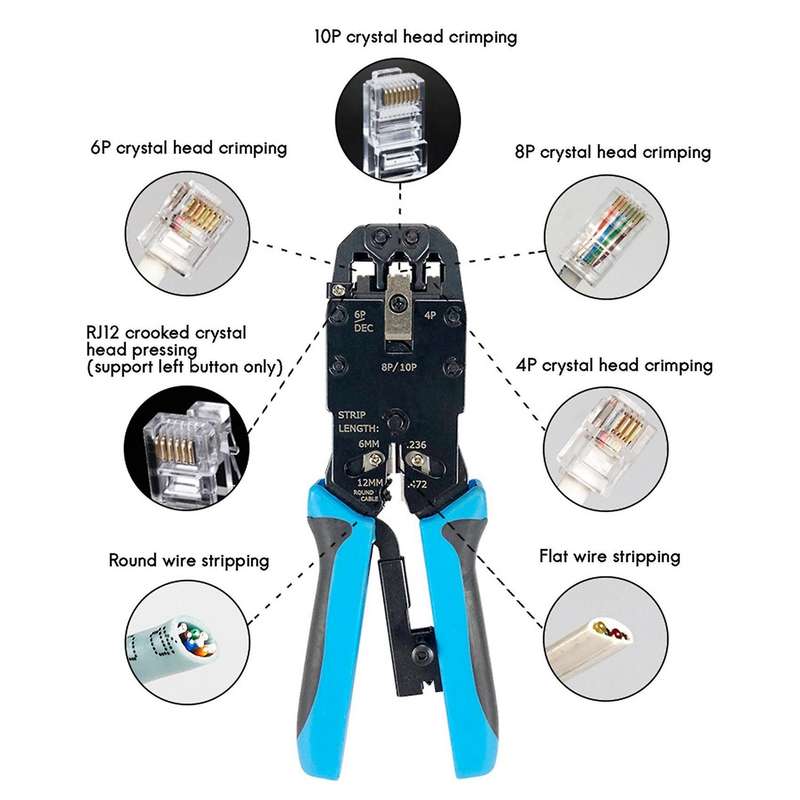Rj45 Network Crimper 10p 8p 6p 4p Crimping Tools Stripper