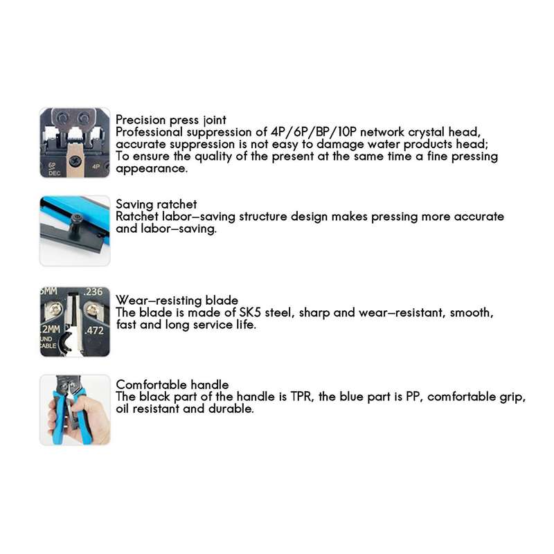Rj45 Network Crimper 10p 8p 6p 4p Crimping Tools Stripper