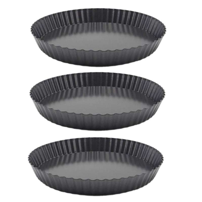 3pcs Removable Loose Bottom Quiche Tart Pan with Removable Base