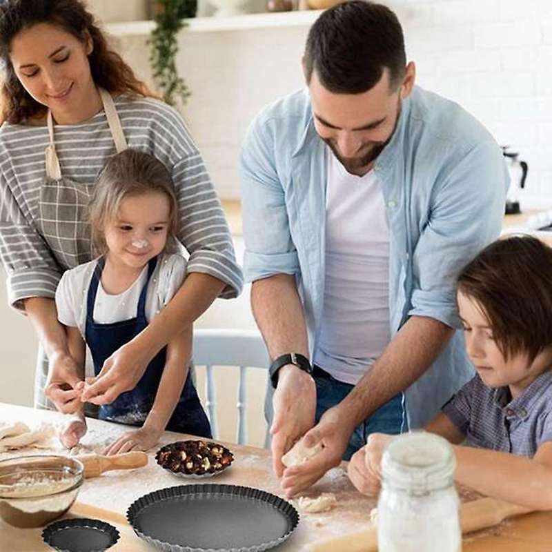3pcs Removable Loose Bottom Quiche Tart Pan with Removable Base