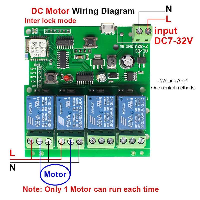 4ch Smart Relay Module Ewelink Remote Control Switch Dc7-32v Wifi